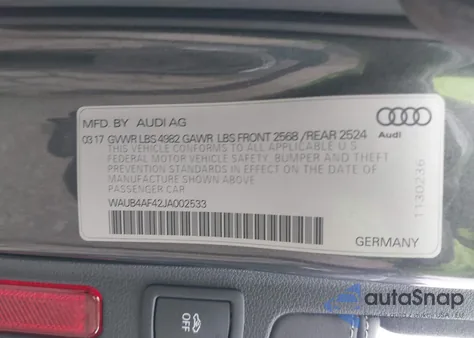 2018 Audi S4 3.0T Premium Plus from USA, damaged, VIN WAUB4AF42JA002533